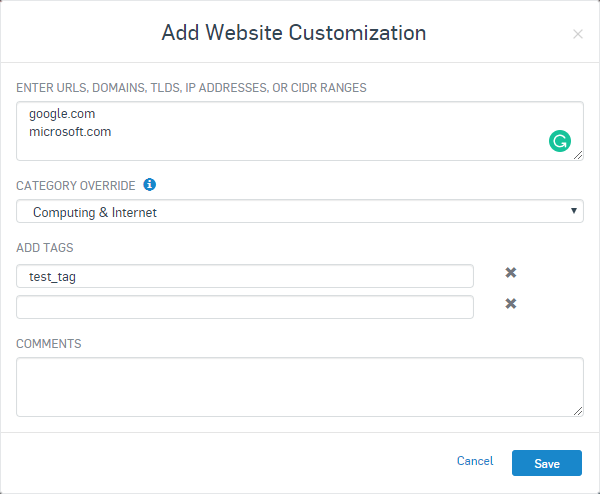 Sophos Central - Add website customization 