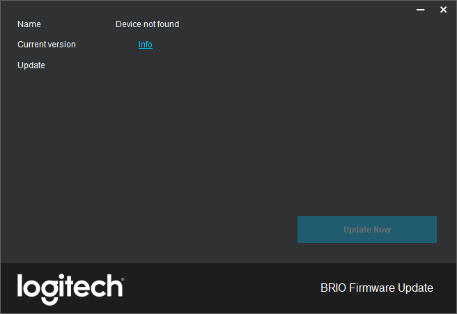 Logitech BRIO Firmware Update - Device not found