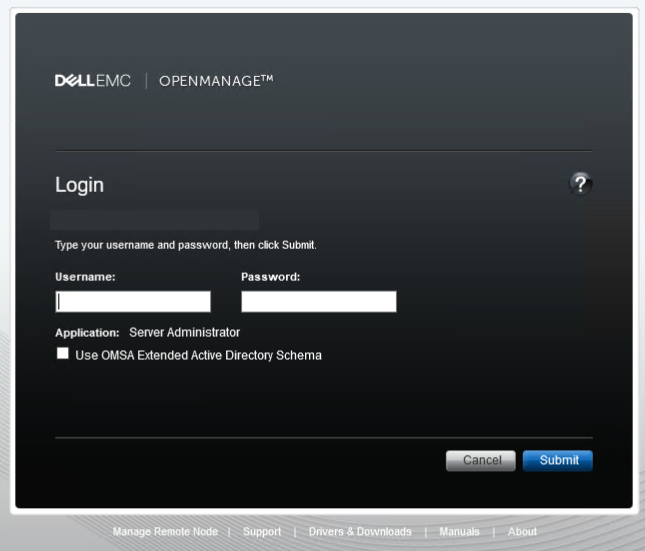 Dell OpenManage login page