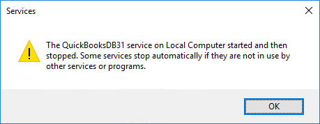 The QuickBooksDB31 service error