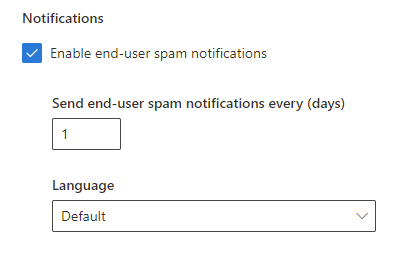 Office 365 Anti-spam policy > End User Notifications