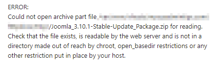 ERROR: Could not open archive part file