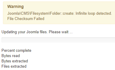 Warning Infinite loop detected. File Checksum Failed.