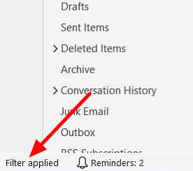 MS Outlook - Filter Applied