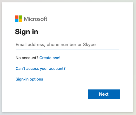 Microsoft login prompt