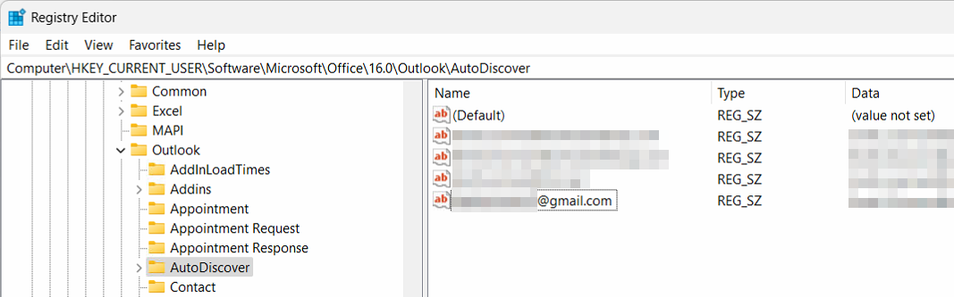 Software\Microsoft\Office\16.0\Outlook\AutoDiscover