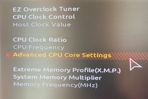 Advanced CPU Core Settings