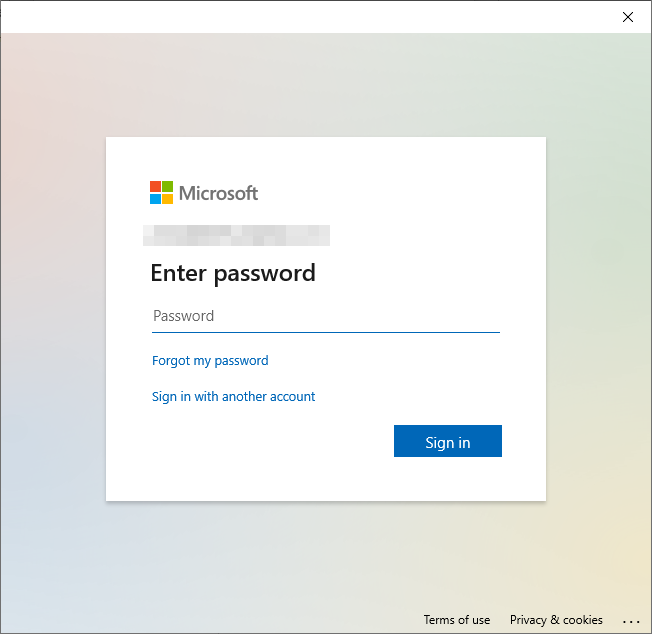 Microsoft login form