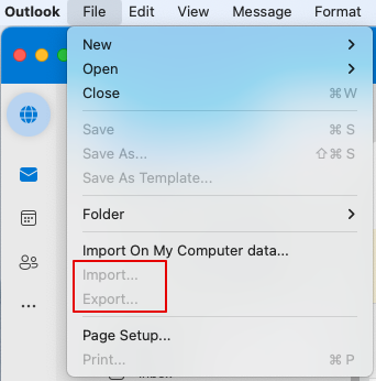 Outlook for Mac > Import / Export