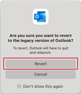 Outlook for Mac > Revert to Legacy Version