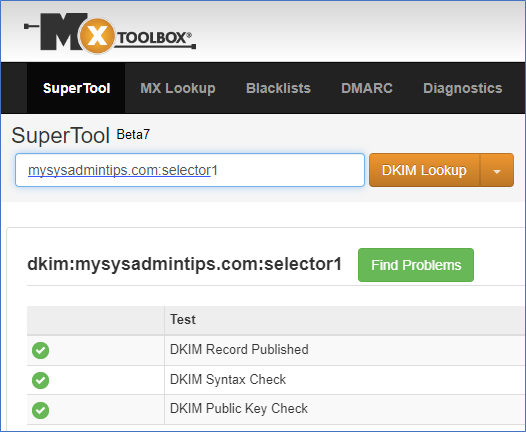 MX Toolbox DKIM Validator