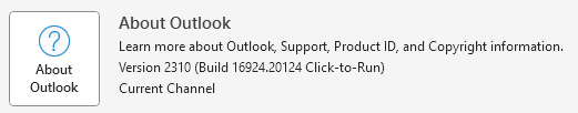 MS Outlook build 16924.20124