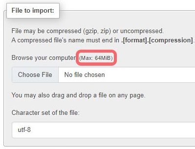  phpMyAdmin Import File