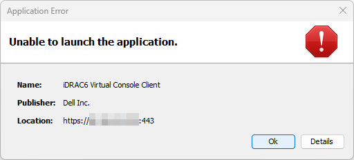 Unable to launch the application.