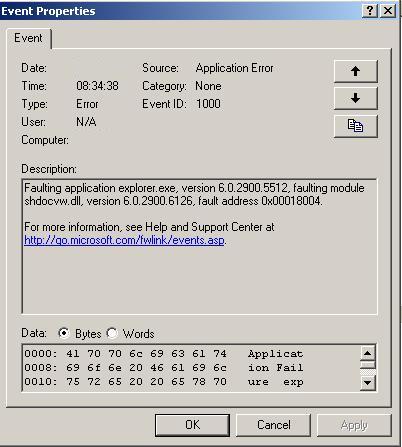 Faulting application explorer.exe