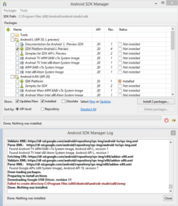 Android Studio SDK Manager error - Failed to create directory ...