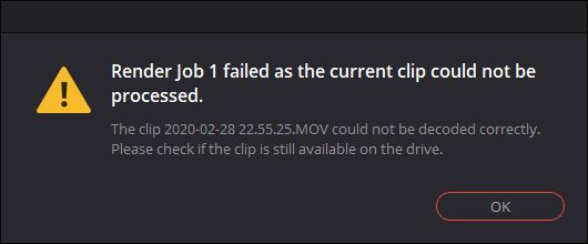 Davinci Resolve Render Error